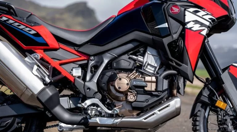 Close up foto van het blok van de 2023 africa twin van Honda
