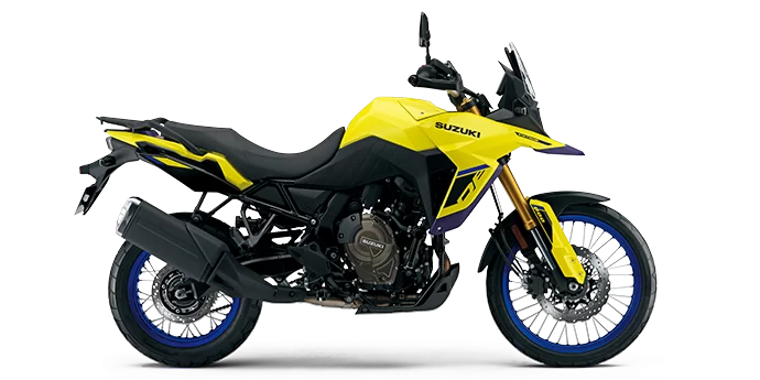 V-Strom 800 DE in een witte studio.