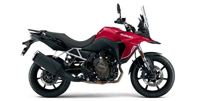 V-Strom in een witte studio.