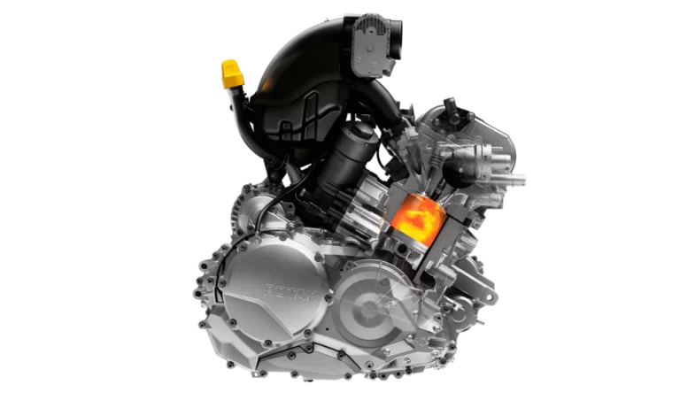 Can-Am motor in een witte studio.