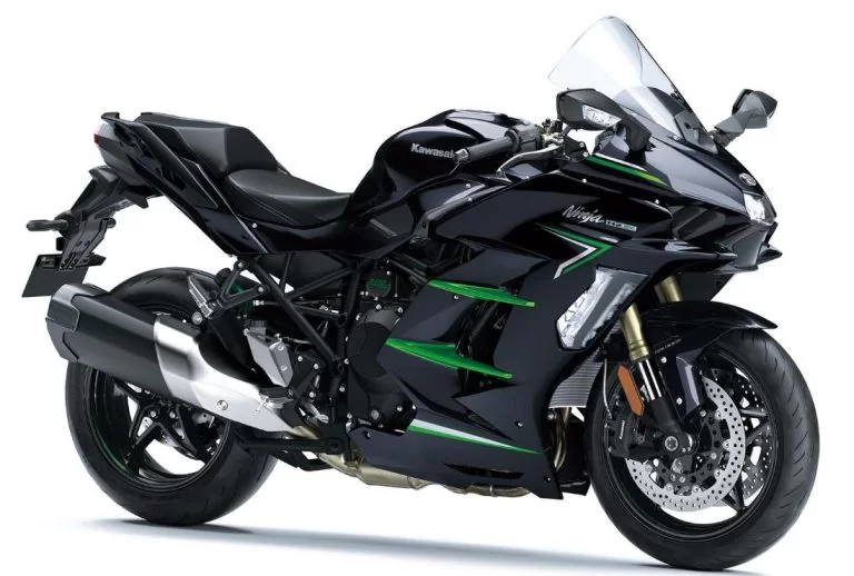 Kawasaki sport tourmotor in witte studio