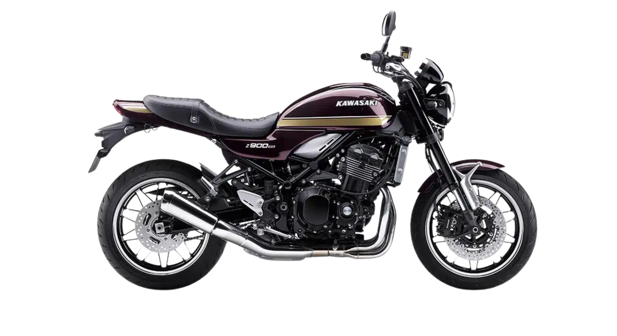 Kawasaki Z900RS in een witte studio.