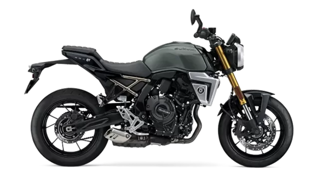 groene GSX-8T in een witte studio.